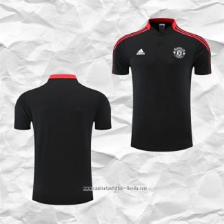 Camiseta Polo del Manchester United 2022 2023 Negro y Rojo