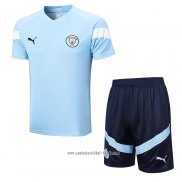 Chandal del Manchester City 2022 2023 Manga Corta Azul - Pantalon Corto