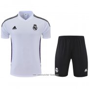 Chandal del Real Madrid 2022 2023 Manga Corta Blanco y Purpura - Pantalon Corto