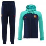 Chandal con Capucha del Barcelona 2022 2023 Verde y Azul