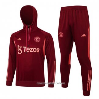 Chandal de Sudadera del Manchester United 2023 2024 Rojo Oscuro