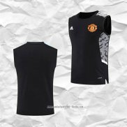 Camiseta de Entrenamiento Manchester United 2022 2023 Sin Mangas Negro