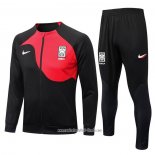 Chandal de Chaqueta del Corea del Sur 2022 2023 Negro y Rojo