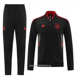 Chandal de Chaqueta del Manchester United 2022 2023 Negro y Rojo