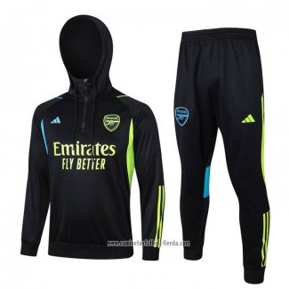 Chandal de Sudadera del Arsenal 2023 2024 Negro y Verde