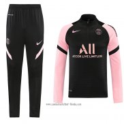 Chandal de Sudadera del Paris Saint-Germain 2021 2022 Negro y Rosa