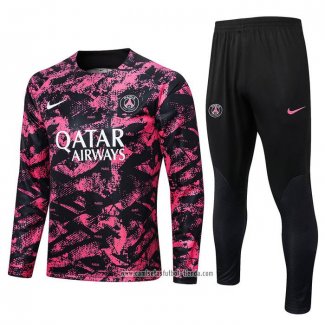 Chandal de Sudadera del Paris Saint-Germain 2022 2023 Negro y Rosa