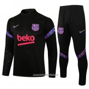 Chandal de Sudadera del Barcelona 2021 2022 Nino Negro