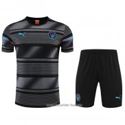 Chandal del Manchester City 2022 2023 Manga Corta Negro - Pantalon Corto