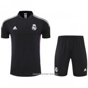 Chandal del Real Madrid 2022 2023 Manga Corta Negro y Purpura - Pantalon Corto