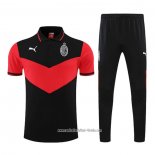 Conjunto Polo del AC Milan 2022 2023 Negro y Rojo