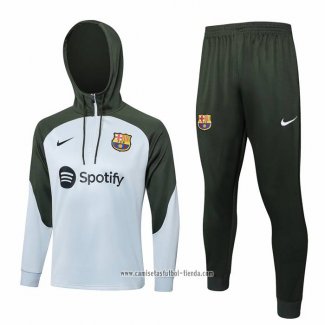 Chandal de Sudadera del Barcelona 2023 2024 Nino Gris Claro