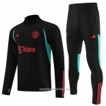 Chandal de Sudadera del Manchester United 2023 2024 Nino Negro