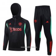 Chandal de Sudadera del Manchester United 2023 2024 Negro y Rojo