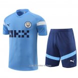 Chandal del Manchester City 2022 2023 Manga Corta Azul - Pantalon Corto