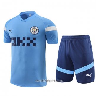 Chandal del Manchester City 2022 2023 Manga Corta Azul - Pantalon Corto