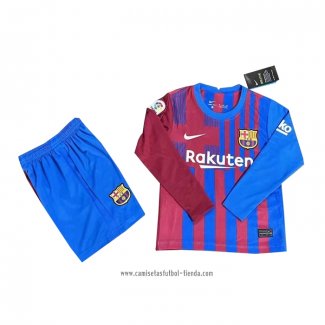 Camiseta Primera Barcelona 2021 2022 Nino Manga Larga