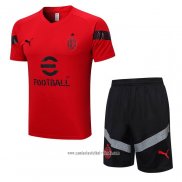 Chandal del AC Milan 2022 2023 Manga Corta Rojo - Pantalon Corto