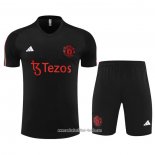 Chandal del Manchester United 2023 2024 Manga Corta Negro - Pantalon Corto