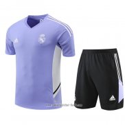 Chandal del Real Madrid 2022 2023 Manga Corta Purpura - Pantalon Corto