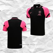 Camiseta Polo del Paris Saint-Germain 2021 2022 Negro y Rosa