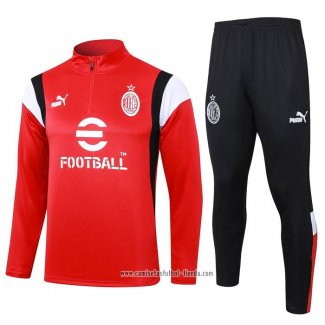 Chandal de Sudadera del AC Milan 2023 2024 Rojo y Blanco