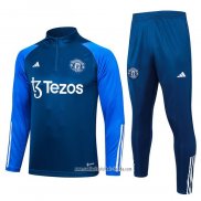 Chandal de Sudadera del Manchester United 2023 2024 Nino Azul