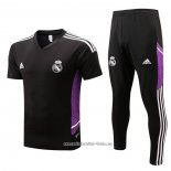 Chandal del Real Madrid 2022 2023 Manga Corta Negro y Purpura