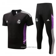 Chandal del Real Madrid 2022 2023 Manga Corta Negro y Purpura