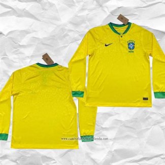 Camiseta Primera Brasil 2022 Manga Larga