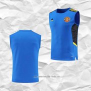 Camiseta de Entrenamiento Manchester United 2022 2023 Sin Mangas Azul