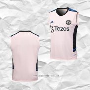 Camiseta de Entrenamiento Manchester United 2023 2024 Sin Mangas Rosa