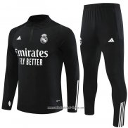 Chandal de Sudadera del Real Madrid 2023 2024 Nino Negro