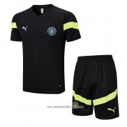 Chandal del Manchester City 2022 2023 Manga Corta Negro - Pantalon Corto