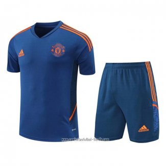 Chandal del Manchester United 2022 2023 Manga Corta Azul - Pantalon Corto