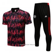 Conjunto Polo del Manchester United 2022-2023 Negro y Rojo