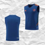 Camiseta de Entrenamiento Manchester United 2022 2023 Sin Mangas Azul Oscuro