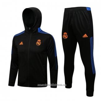 Chandal con Capucha del Real Madrid 2021 2022 Negro y Azul