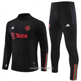 Chandal de Sudadera del Manchester United 2023 2024 Nino Negro