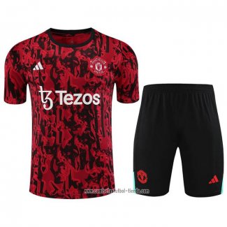 Chandal del Manchester United 2023 2024 Manga Corta Rojo - Pantalon Corto