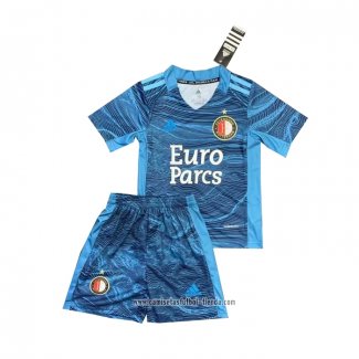 Camiseta Feyenoord Portero 2021 2022 Nino Azul