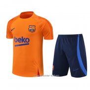 Chandal del Barcelona 2022 2023 Manga Corta Naranja - Pantalon Corto