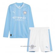 Camiseta Primera Manchester City 2023 2024 Nino Manga Larga
