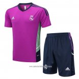 Chandal del Real Madrid 2022-2023 Manga Corta Purpura - Pantalon Corto