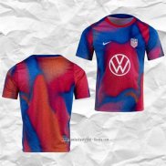 Camiseta Pre Partido del Estados Unidos 2024 Azul y Rojo