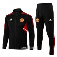 Chandal de Chaqueta del Manchester United 2022 2023 Negro y Rojo