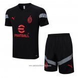 Chandal del AC Milan 2022 2023 Manga Corta Negro - Pantalon Corto