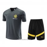 Chandal del Borussia Dortmund 2022-2023 Manga Corta Gris - Pantalon Corto