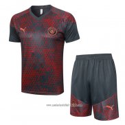 Chandal del Manchester City 2023 2024 Manga Corta Rojo - Pantalon Corto