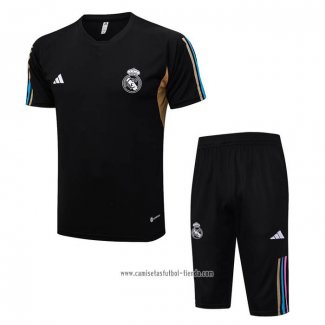 Chandal del Real Madrid 2023 2024 Manga Corta Negro - Pantalon Corto